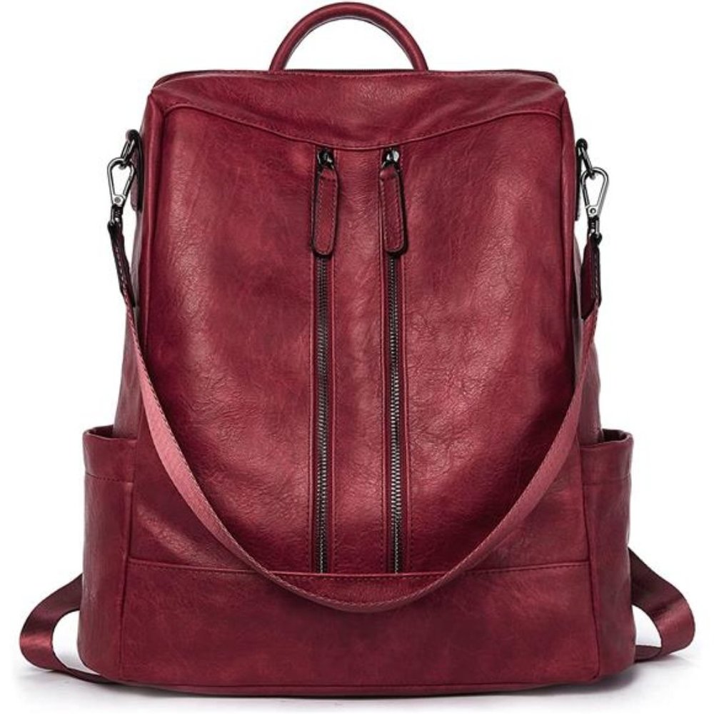 Women Backpack Purse Leather Red